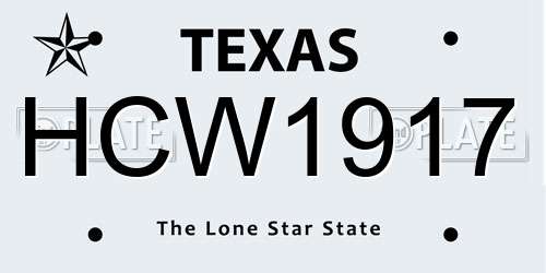 HCW1917 Texas License Plate