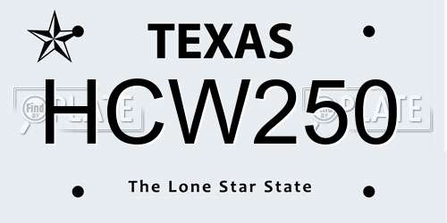 HCW250 Texas License Plate