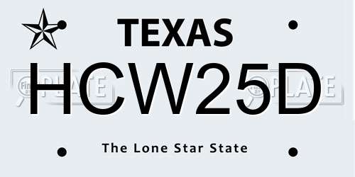HCW25D Texas License Plate