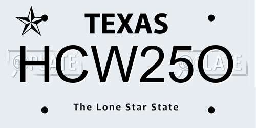 HCW25O Texas License Plate