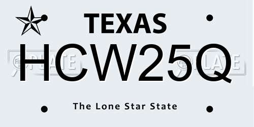 HCW25Q Texas License Plate