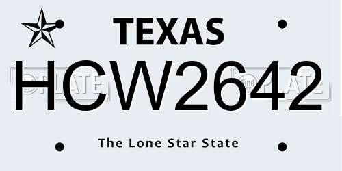 HCW2642 Texas License Plate