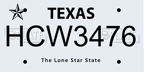 HCW3476 Texas License Plate