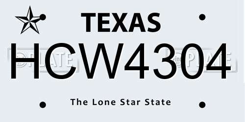 HCW4304 Texas License Plate