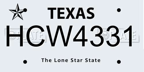 HCW4331 Texas License Plate