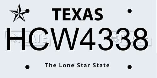 HCW4338 Texas License Plate