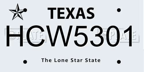 HCW5301 Texas License Plate