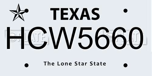 HCW5660 Texas License Plate