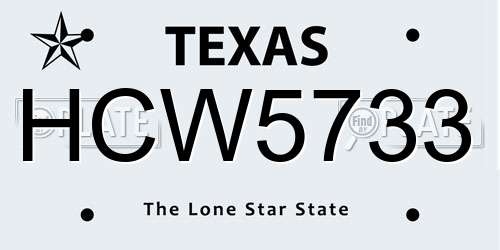 HCW5733 Texas License Plate