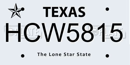 HCW5815 Texas License Plate