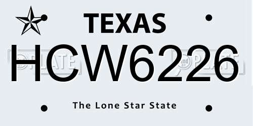 HCW6226 Texas License Plate