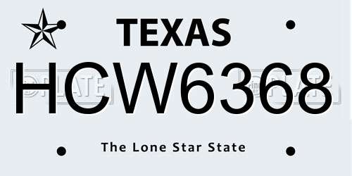 HCW6368 Texas License Plate