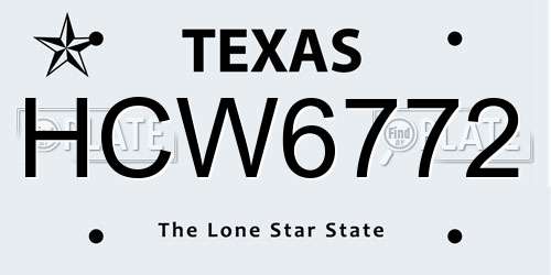 HCW6772 Texas License Plate
