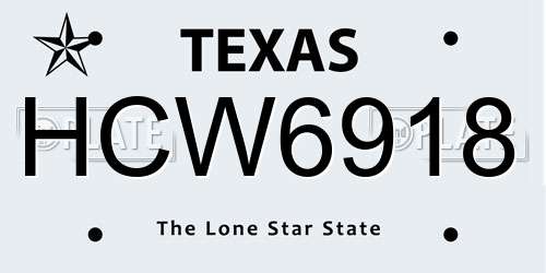HCW6918 Texas License Plate