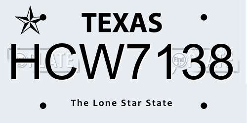 HCW7138 Texas License Plate