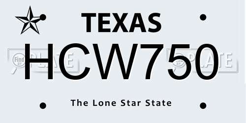HCW750 Texas License Plate