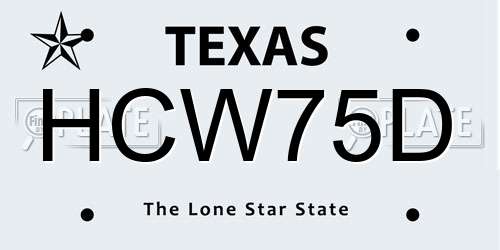 HCW75D Texas License Plate