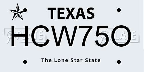 HCW75O Texas License Plate