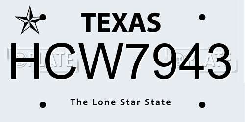HCW7943 Texas License Plate