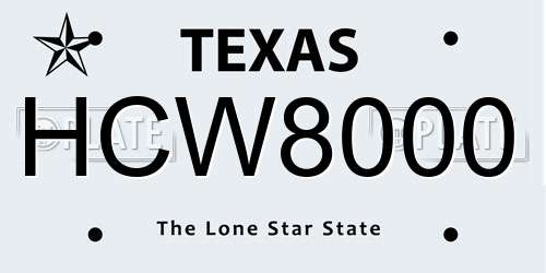 HCW8000 Texas License Plate