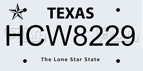 HCW8229 Texas License Plate