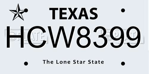 HCW8399 Texas License Plate