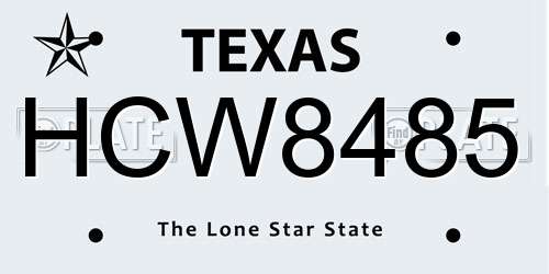 HCW8485 Texas License Plate