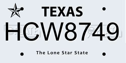 HCW8749 Texas License Plate