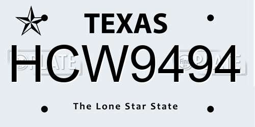 HCW9494 Texas License Plate