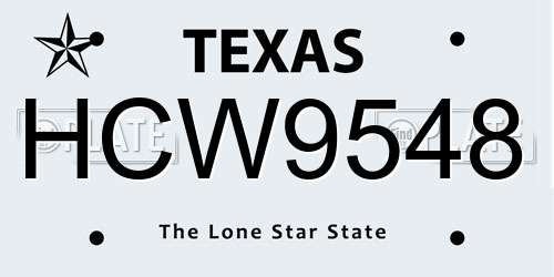 HCW9548 Texas License Plate