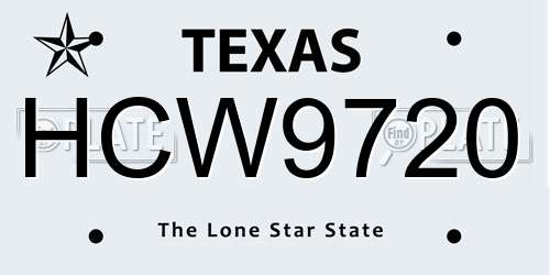 HCW9720 Texas License Plate
