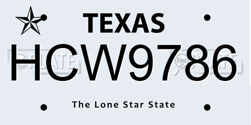 HCW9786 Texas License Plate
