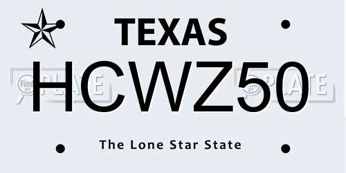 HCWZ50 Texas License Plate