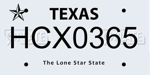 HCX0365 Texas License Plate