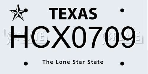 HCX0709 Texas License Plate