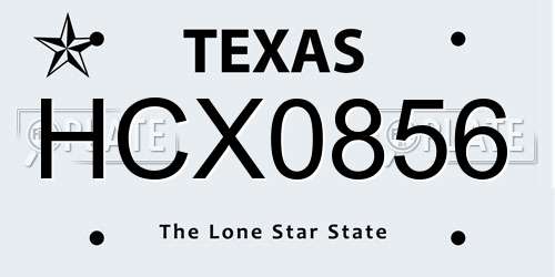 HCX0856 Texas License Plate