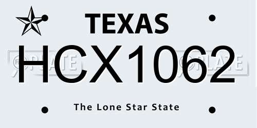HCX1062 Texas License Plate