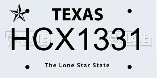 HCX1331 Texas License Plate