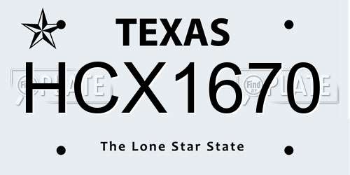 HCX1670 Texas License Plate