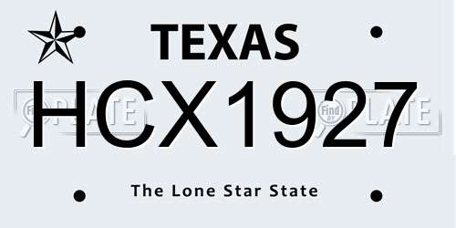 HCX1927 Texas License Plate