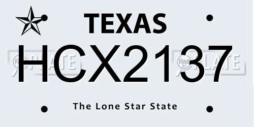 HCX2137 Texas License Plate