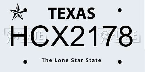 HCX2178 Texas License Plate