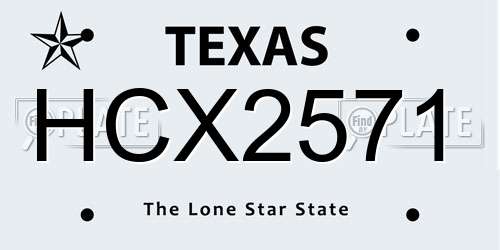 HCX2571 Texas License Plate