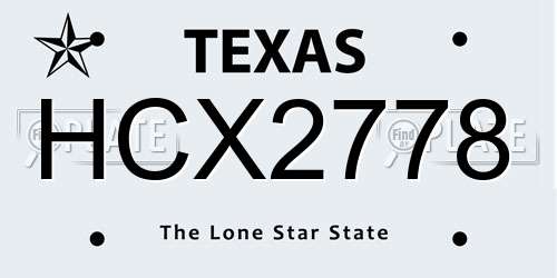 HCX2778 Texas License Plate