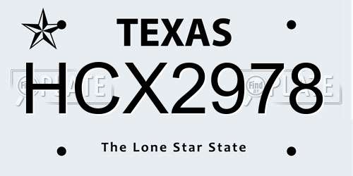 HCX2978 Texas License Plate