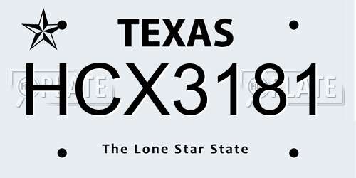 HCX3181 Texas License Plate