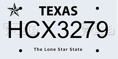 HCX3279 Texas License Plate