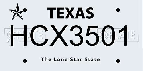 HCX3501 Texas License Plate
