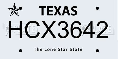 HCX3642 Texas License Plate