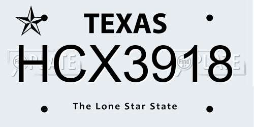 HCX3918 Texas License Plate